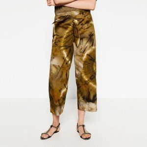Zara Tie Dye Wide Leg CroppedTrousers - Sz M